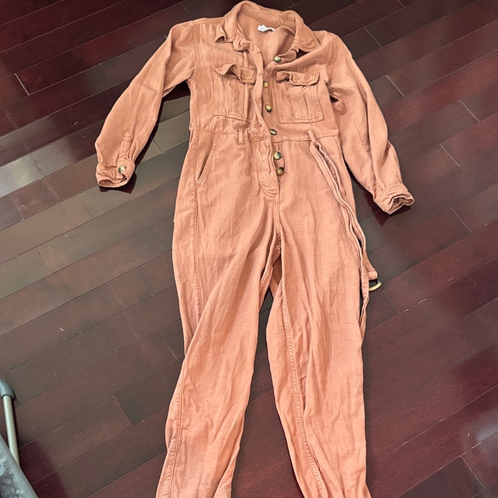 Stylish Tan/salmon Jumpsuit